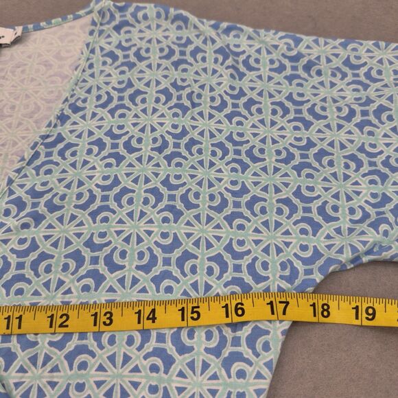 Vineyard Vines Midi Dress M Faux Wrap Geometric Blue Mint V Neck Stretch Viscose - Picture 6 of 11